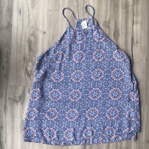 Blue high neck flowy tank size S Paper Crane